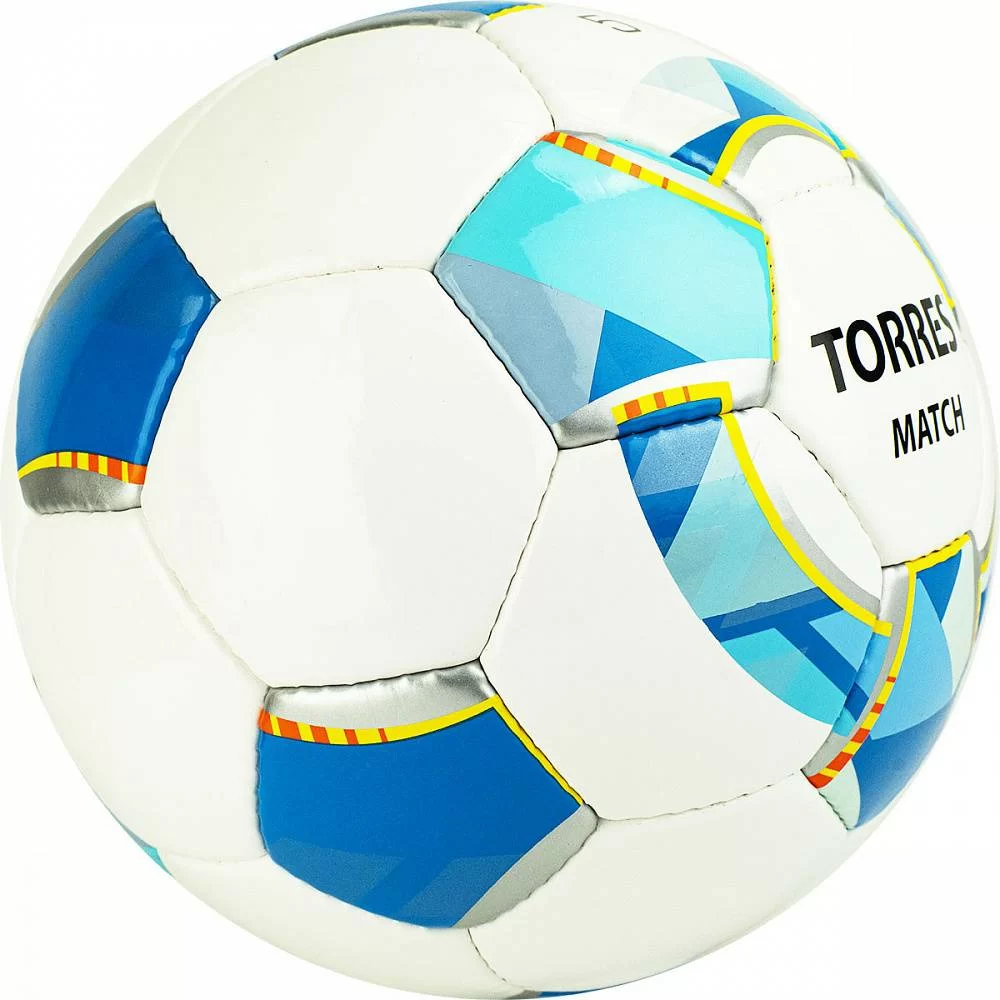 Мяч футбольный Torres Match р.5 32 п. PU руч. сшив. бело-серебр-голуб. F320025 Реальное фото Мяч футбольный Torres Match р.5 32 п. PU руч. сшив. бело-серебр-голуб. F320025 от магазина Спортев