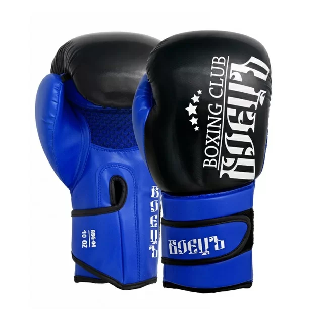 Реальное фото Перчатки боксерские Боецъ BBG-04 синие от магазина СпортЕВ