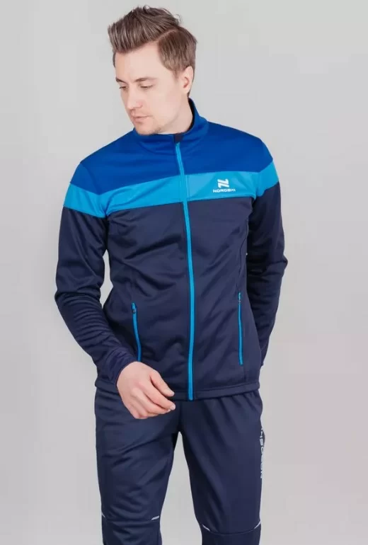 Реальное фото Куртка разминочная Nordski Drive blueberry/blue NSM805021 от магазина СпортЕВ