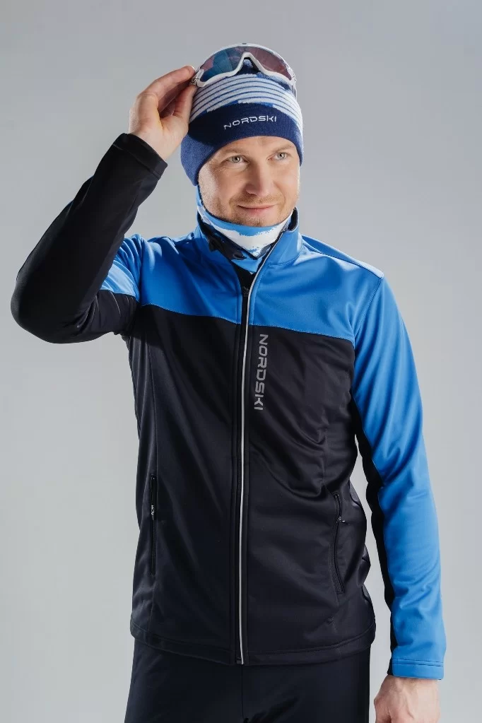 Реальное фото Куртка разминочная Nordski Active blue/black NSM483710 от магазина СпортЕВ