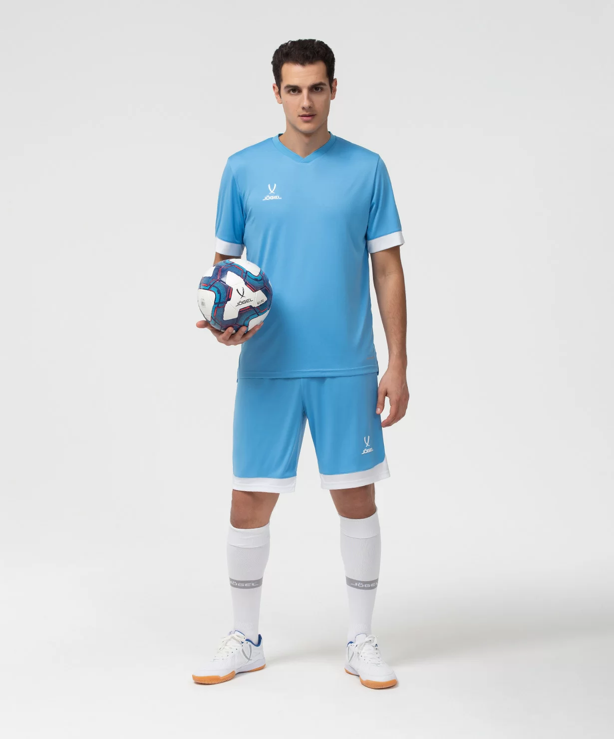 Реальное фото Футболка игровая JÖGEL DIVISION PerFormDRY Union Jersey, голубой/белый/белый от магазина Спортев
