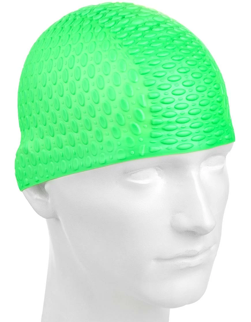 Реальное фото Шапочка для плавания Mad Wave Silicone Bubble green M0539 06 0 10W от магазина Спортев