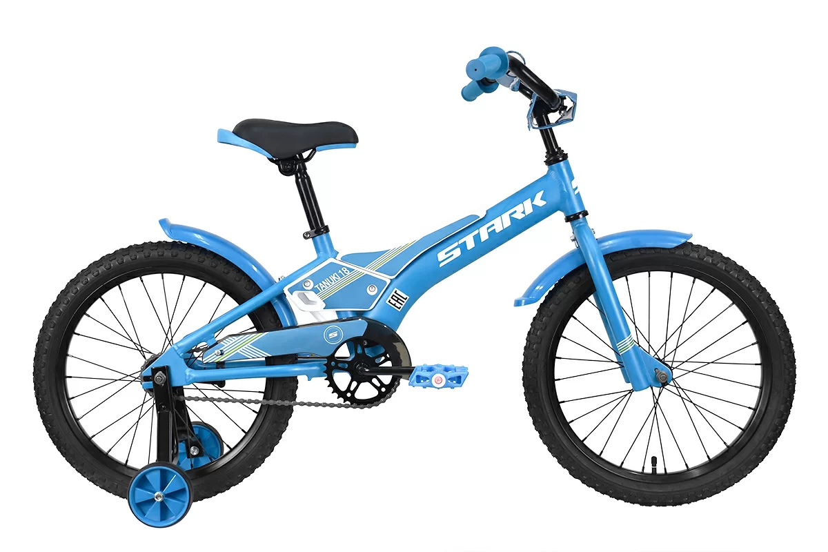 Реальное фото Велосипед Stark Tanuki 18 Boy (2023) синий/белый/желтый от магазина СпортЕВ