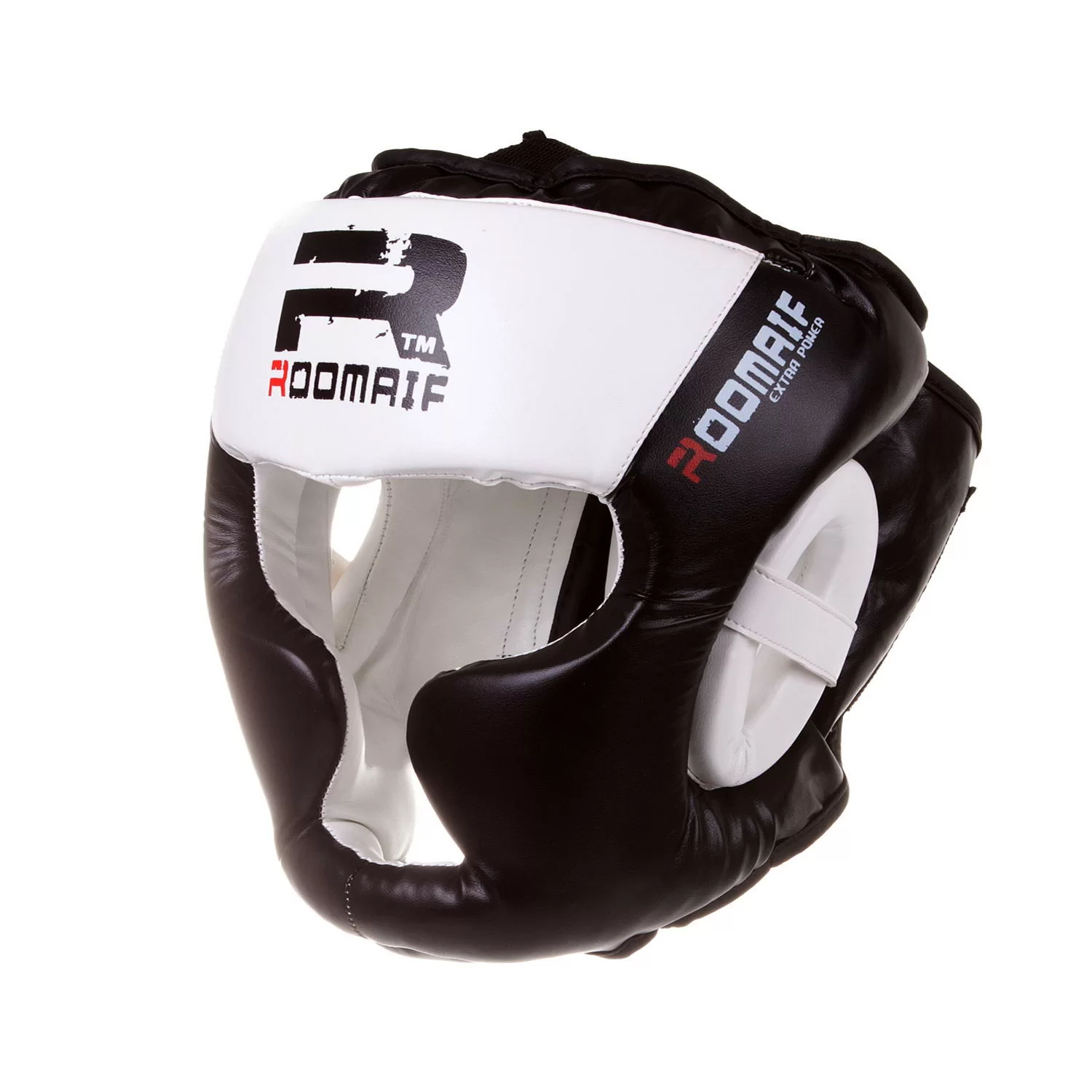 Реальное фото Шлем боксерский Roomaif RHG-150 3G PU/PL защитный черно-белый от магазина СпортЕВ