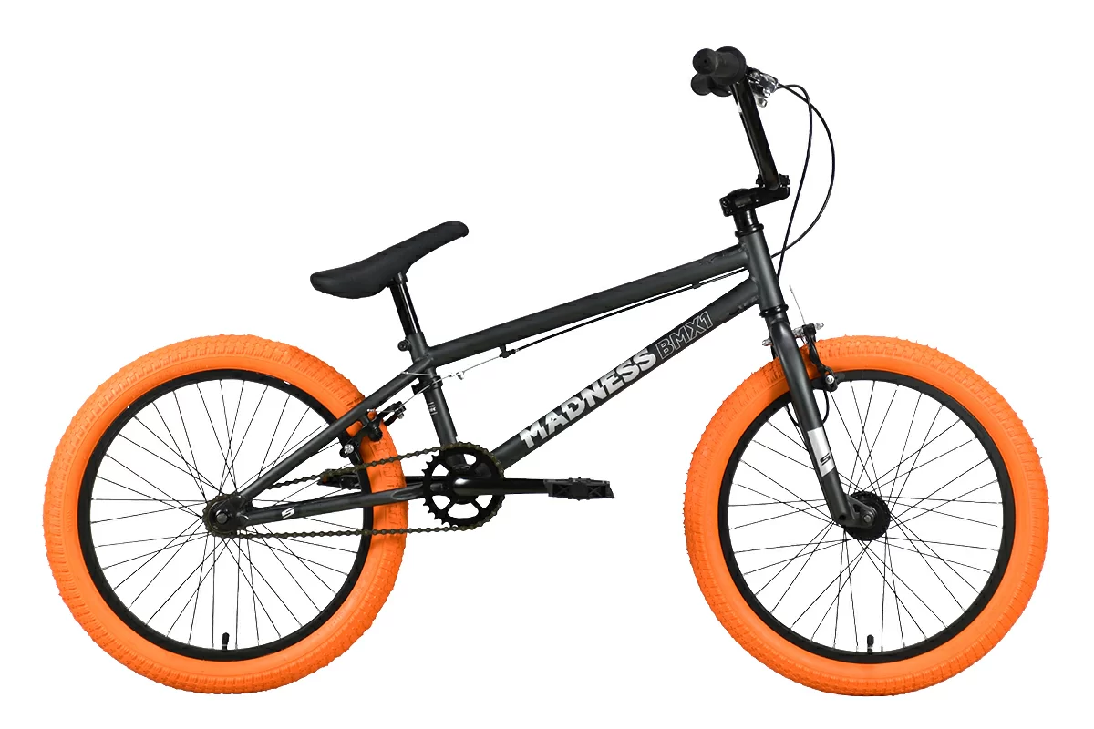 Реальное фото Велосипед Stark Madness BMX 1 (2022) темно-серый/серебристый/оранжевый от магазина СпортЕВ