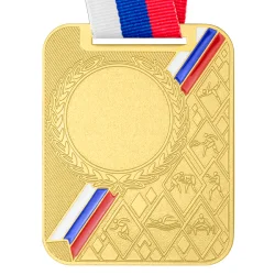 Медаль MZP 549-65/GM (65х48мм, D-25мм, s-2,5мм) с лентой