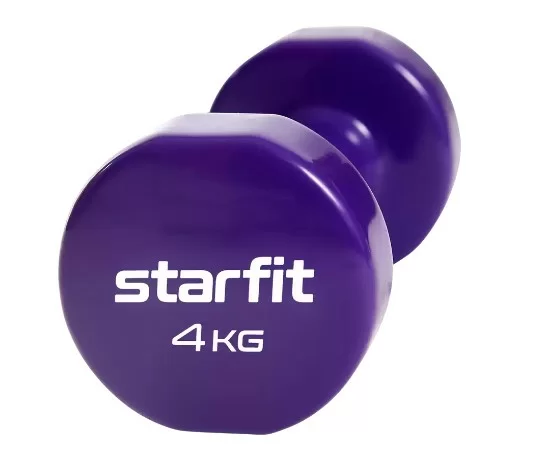 Реальное фото Гантели виниловые 4 кг StarFit Core DB-101 фиолетовый (пара) УТ-00020386 от магазина СпортЕВ