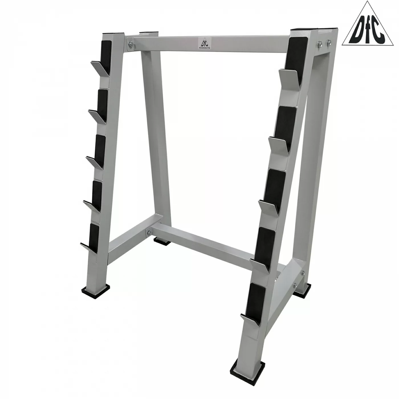 Реальное фото Стойка для хранения 5 грифов DFC Powergym RA769G серый от магазина Спортев