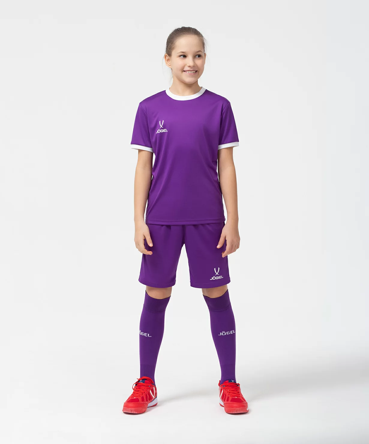 Реальное фото Футболка футбольная CAMP Origin, фиолетовый/белый, детский Jögel от магазина Спортев