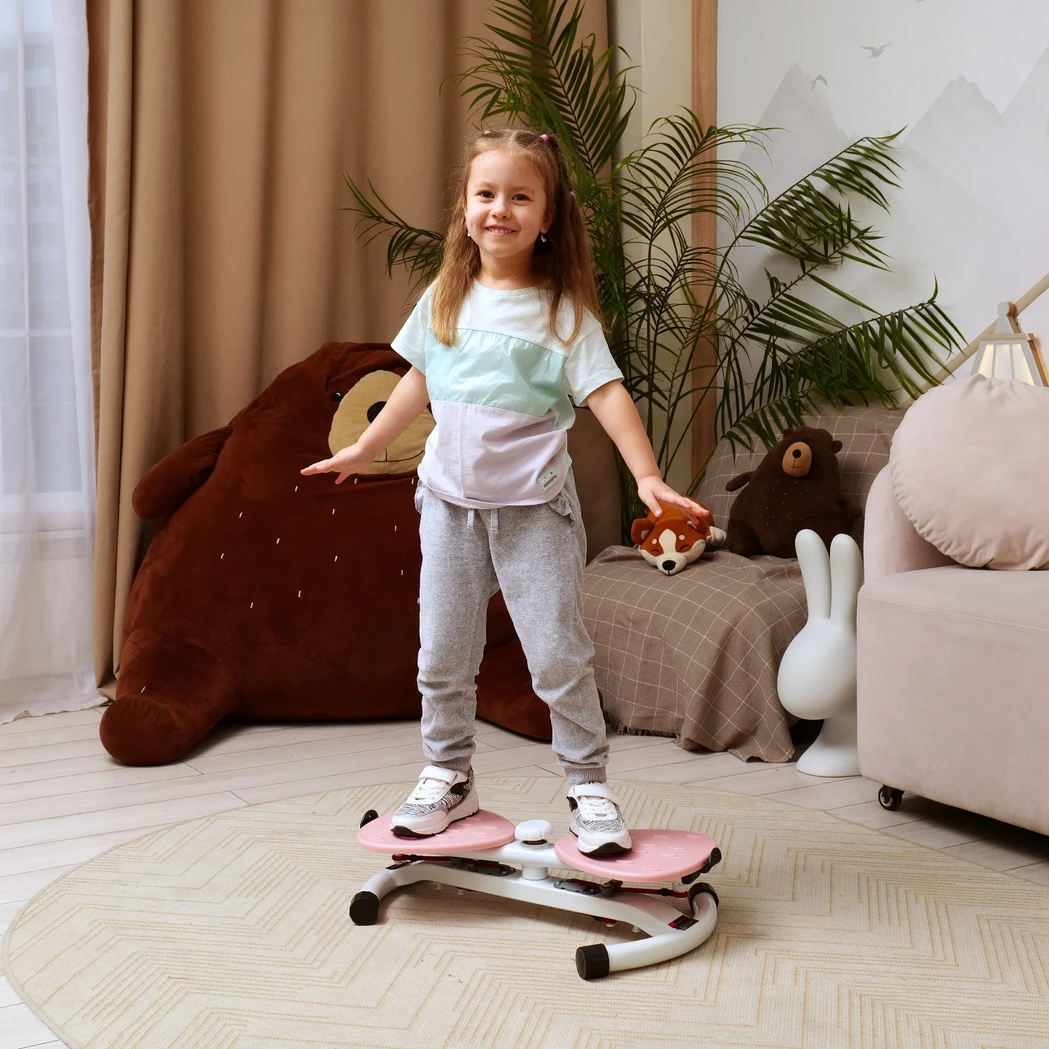 Реальное фото Фитнес платформа /горнолыжный тренажёр DFC "Twister Bow" с эспандерами TW-S108P от магазина Спортев