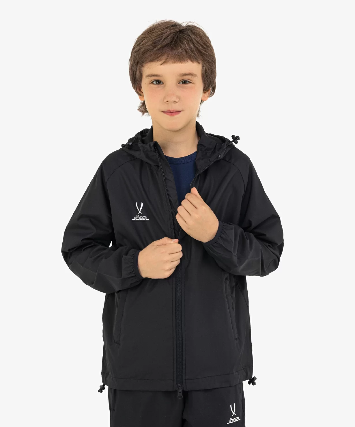 Реальное фото Куртка ветрозащитная CAMP Rain Jacket, черный, детский Jögel от магазина СпортЕВ