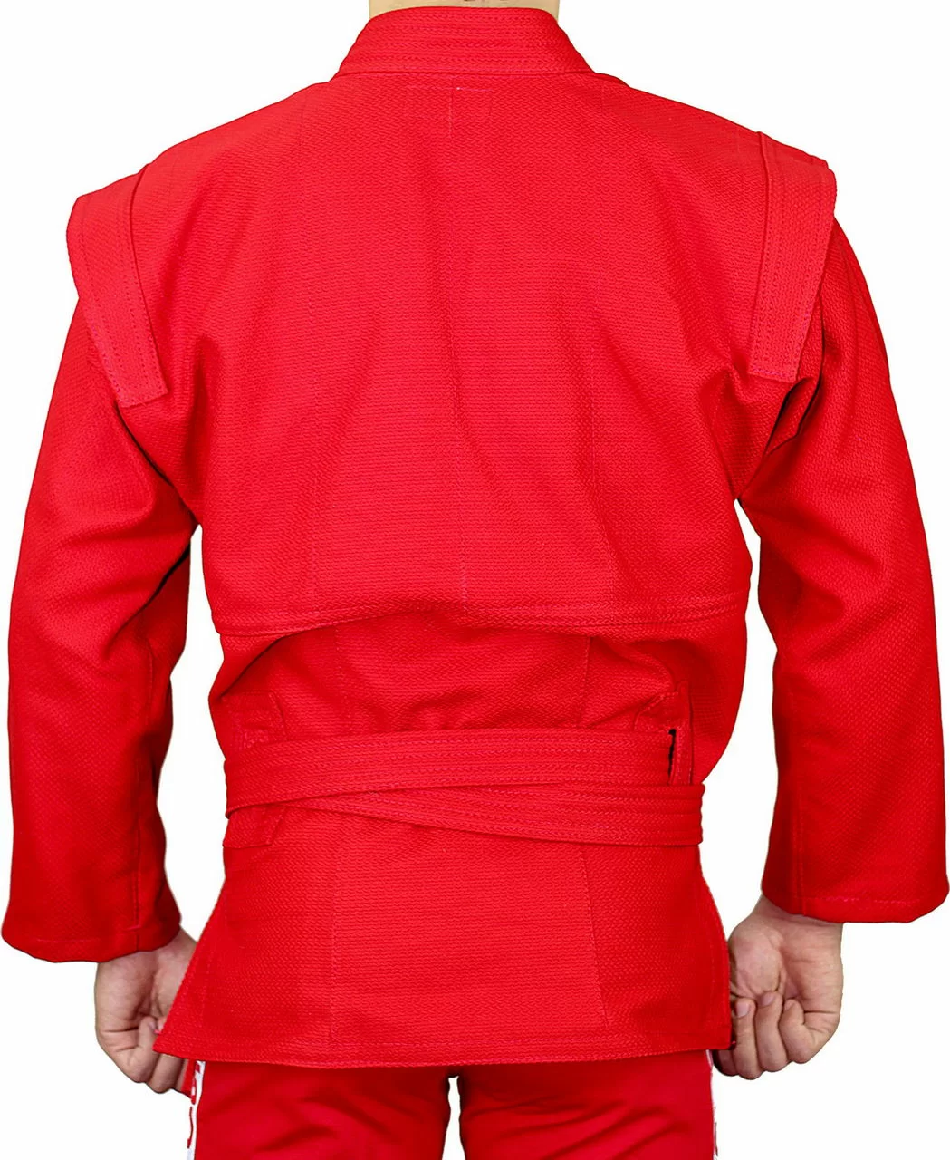 Реальное фото Куртка для самбо Крепыш Атака красная К.30.КР-56.00 от магазина СпортЕВ