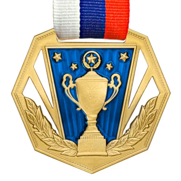 Реальное фото Медаль MZP 369-60/GBU с лентой (D-60 мм, s-2 мм)  латунь от магазина Спортев