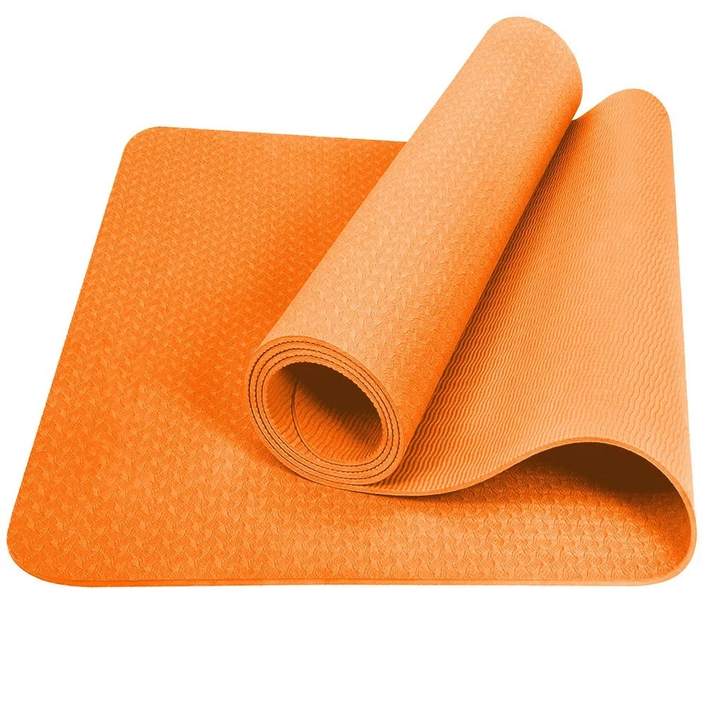 Реальное фото Коврик для йоги 183х61х0,6 см E39317 ТПЕ оранжевый от магазина СпортЕВ