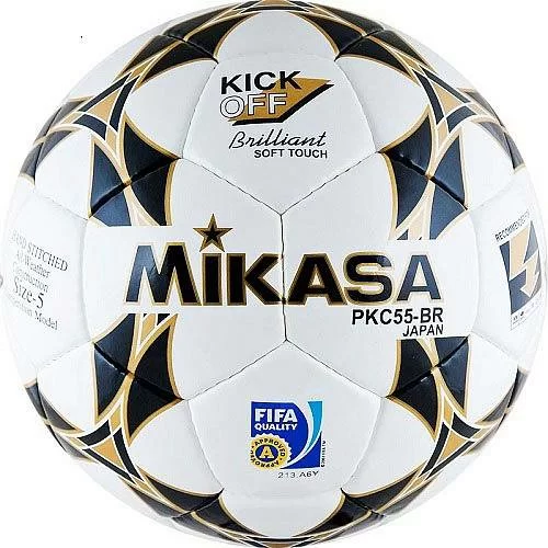 Реальное фото Мяч футбольный Mikasa PKC55BR-1 р.5 ПУ руч.сш. бел-чер-зол от магазина СпортЕВ