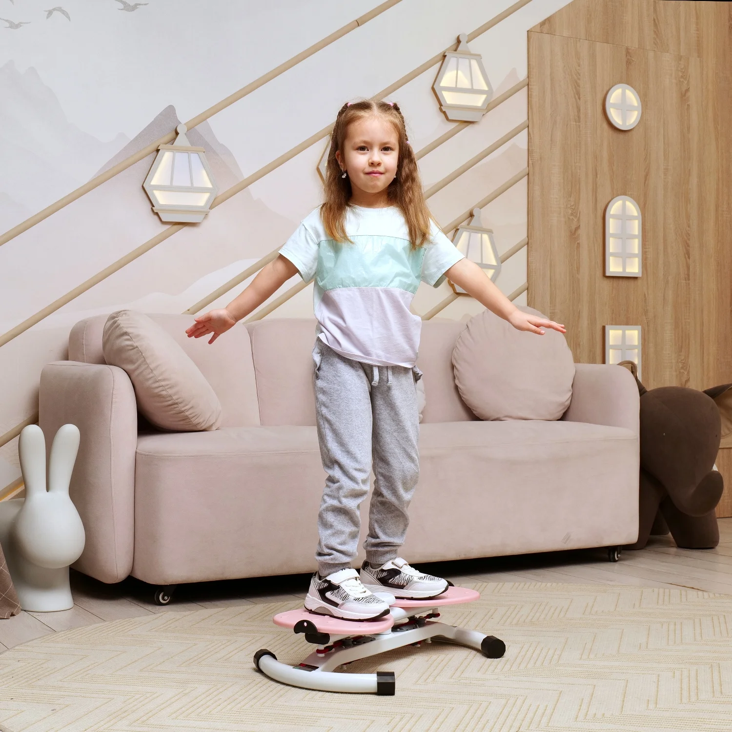 Реальное фото Фитнес платформа /горнолыжный тренажёр DFC "Twister Bow" с эспандерами TW-S108P от магазина Спортев