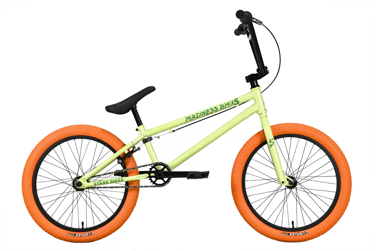 Реальное фото Велосипед Stark Madness BMX 5 (2023) оливковый/зеленый/оранжевый от магазина СпортЕВ