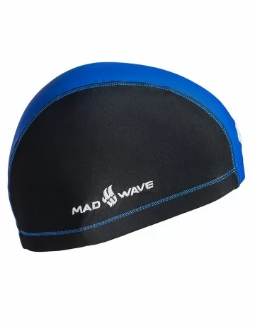 Реальное фото Шапочка для плавания Mad Wave Duotone Lycra black/blue M0527 02 0 04W от магазина СпортЕВ