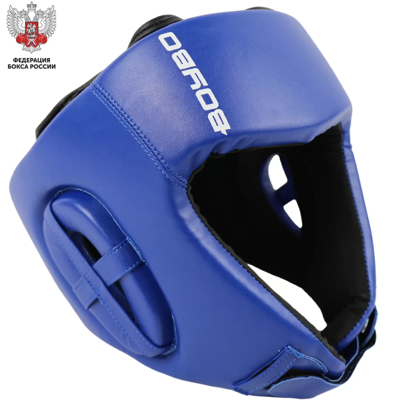 Реальное фото Шлем боксерский BoyBo Titan кожа, одобрен ФРБ, синий IB-24-1 от магазина СпортЕВ