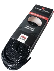 Шнурки хоккейные 274 см с пропиткой TechTeam черные 14928