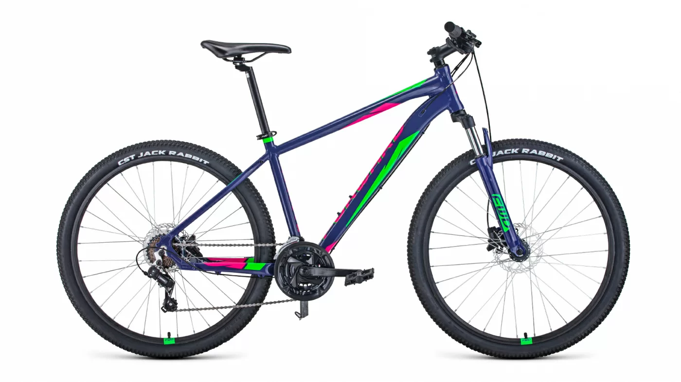 Реальное фото Велосипед Forward Apache 27.5 3.2 disc (2021) фиолетовый/зеленый от магазина СпортЕВ