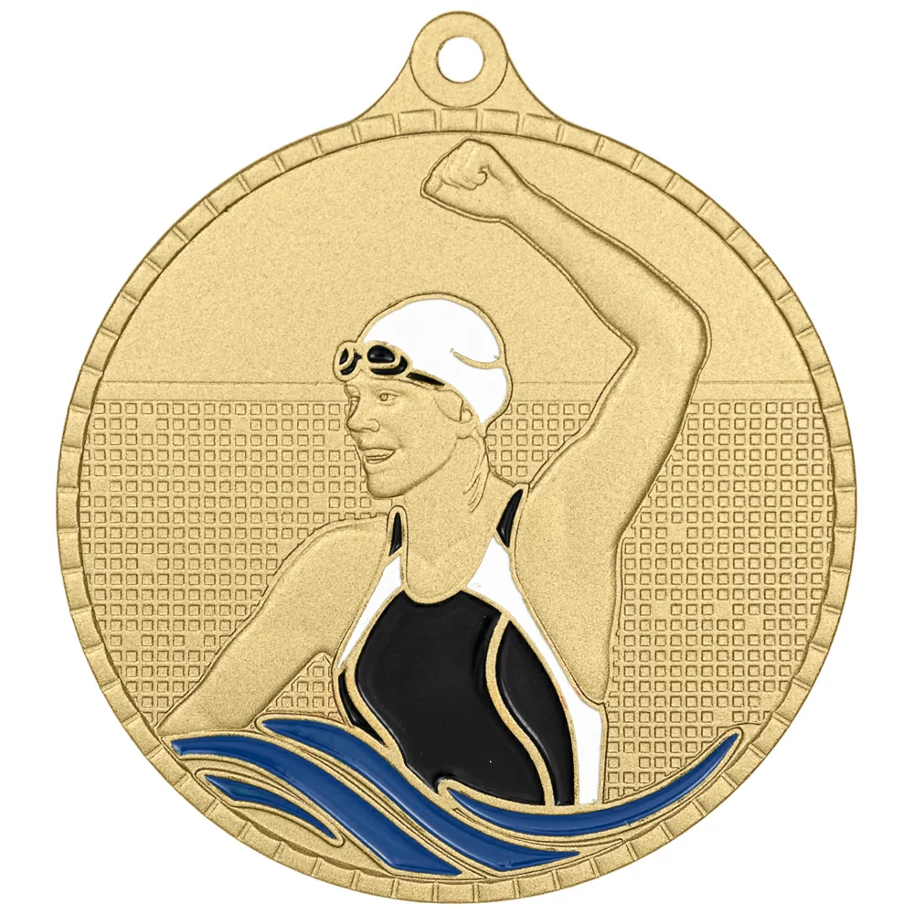 Реальное фото Медаль MZP 605-55/G плавание женское (D-55мм, s-2 мм) от магазина СпортЕВ