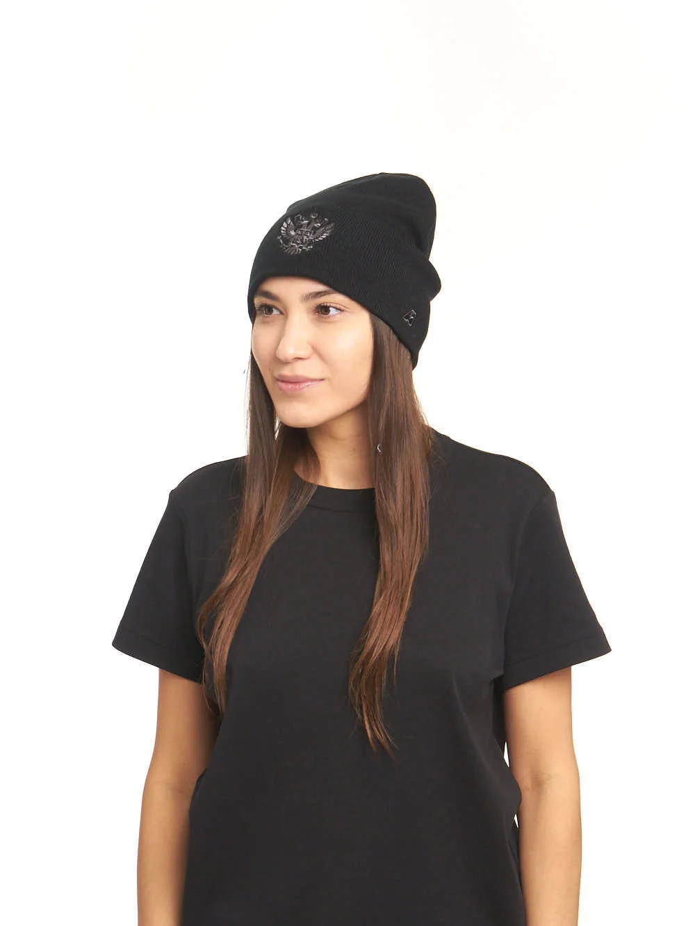 Реальное фото Шапка Россия черная р.55-58 11348 от магазина Спортев