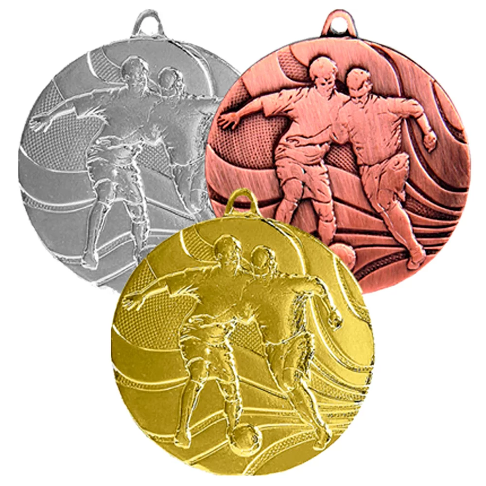 Реальное фото Комплект медалей MMC 3650 (G/S/B) футбол (D-50мм, s-2,5мм) от магазина СпортЕВ