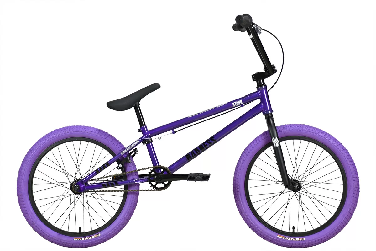 Реальное фото Велосипед Stark Madness BMX 4 (2024) серо-фиолетовый/черный/фиолетовый от магазина Спортев
