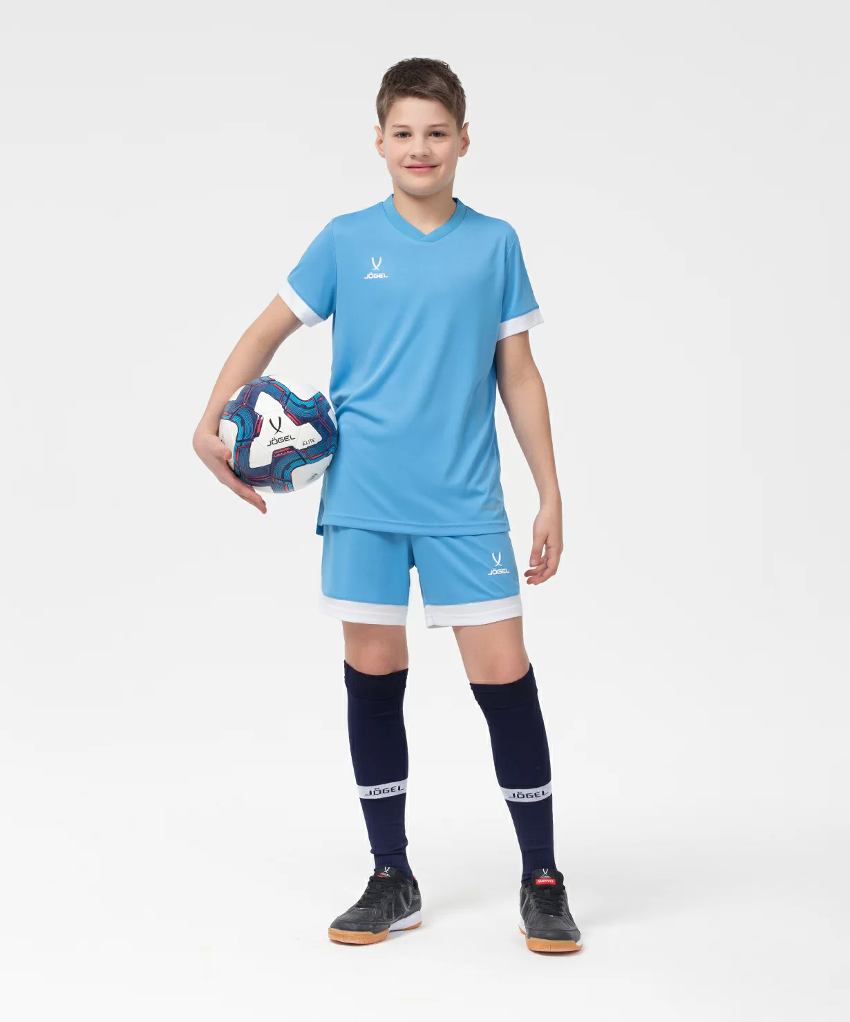 Реальное фото Футболка игровая JÖGEL DIVISION PerFormDRY Union Jersey, голубой/белый/белый от магазина Спортев