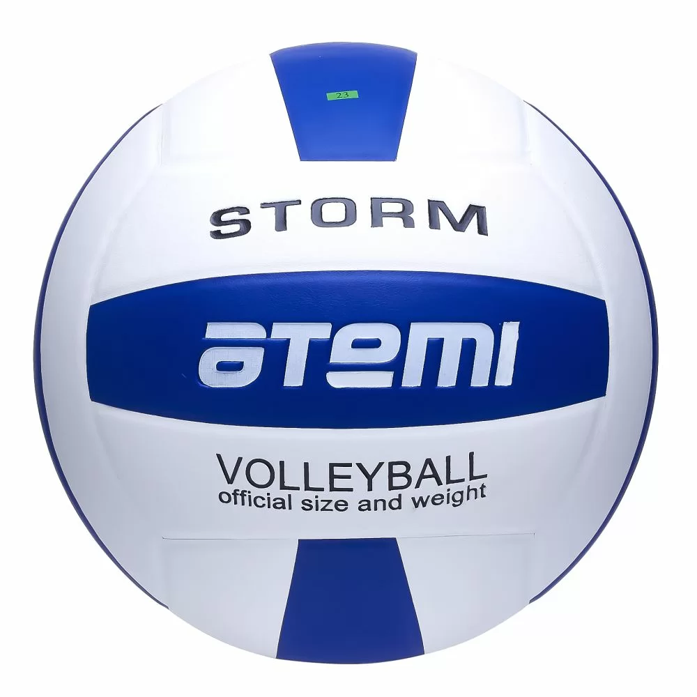 Реальное фото Мяч волейбольный Atemi Storm синт кожа, PU синий/белый от магазина СпортЕВ