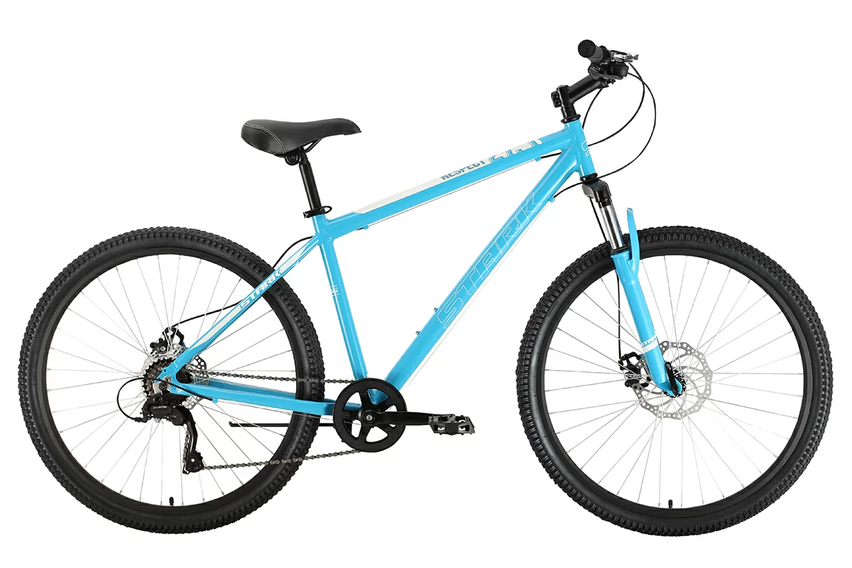 Реальное фото Велосипед Stark Respect 27.1 D Microshift (2022) сине/белый от магазина СпортЕВ