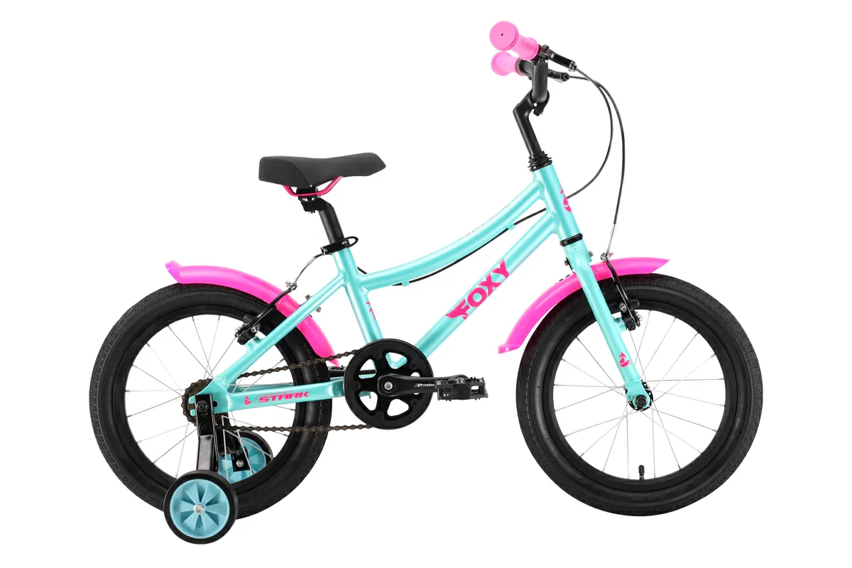 Реальное фото Велосипед Stark Foxy 16 Girl (2022) бирюзовый/розовый от магазина СпортЕВ