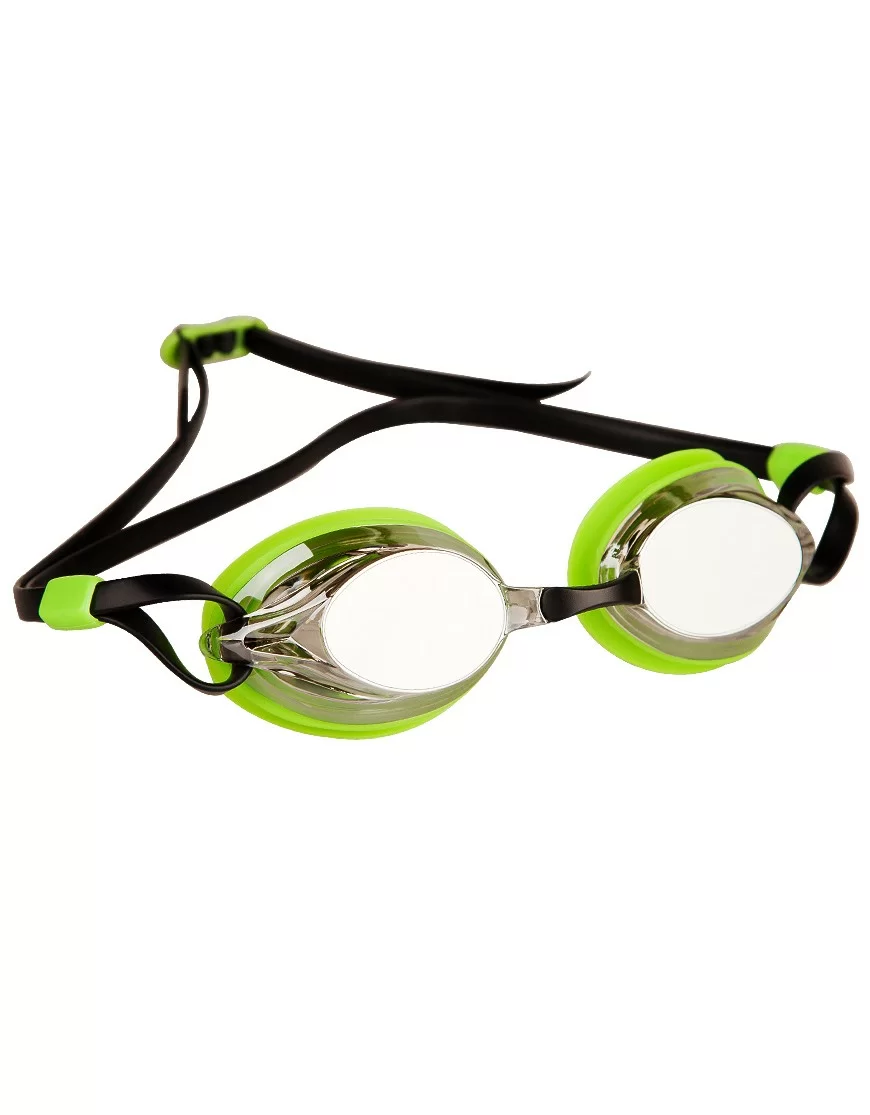 Реальное фото Очки для плавания Mad Wave Spurt Mirror green/black M0427 25 0 10W от магазина СпортЕВ