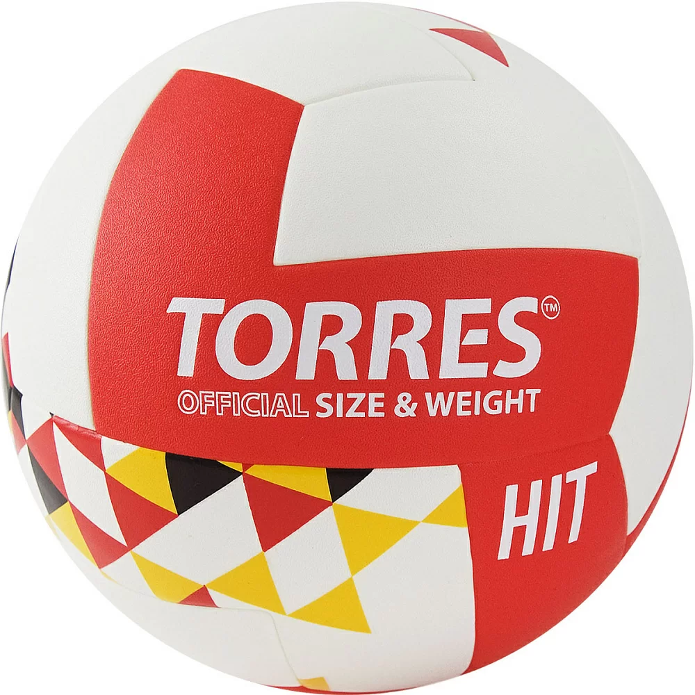 Реальное фото Мяч волейбольный Torres Hit р.5 синт. кожа бело-красно-мультколор V32055 от магазина СпортЕВ
