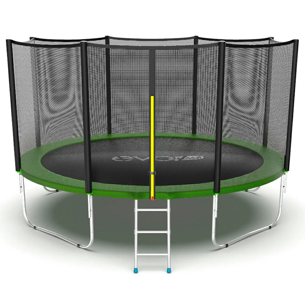 Реальное фото EVO JUMP External 12ft (Green) Батут с внешней сеткой и лестницей, диаметр 12ft (зеленый) от магазина СпортЕВ