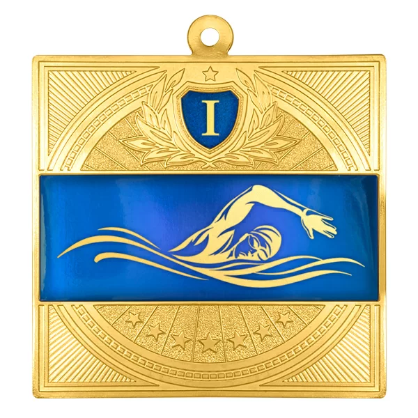 Реальное фото Медаль MZP 301-65/GBU кроль 1 место (65х65мм, s-2,5мм) латунь от магазина СпортЕВ