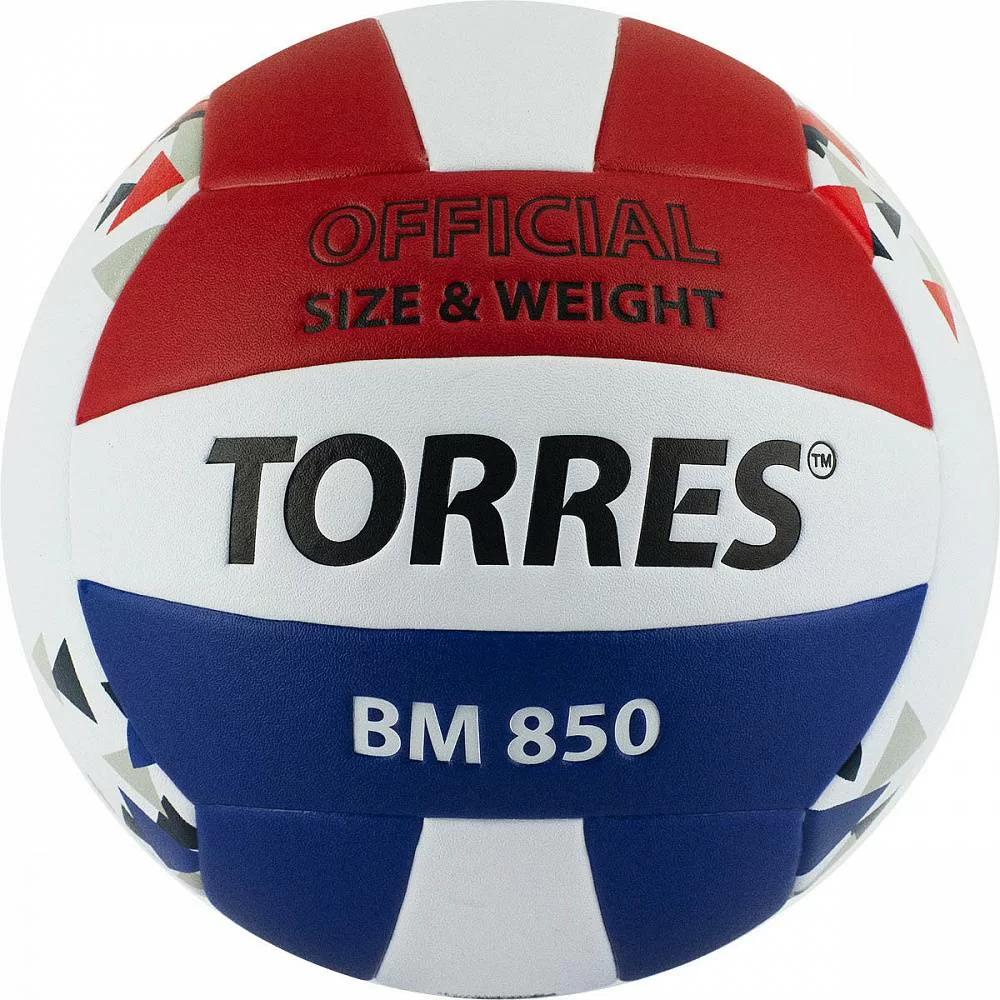 Реальное фото Мяч волейбольный Torres BM850 р.5 синт. кожа клееный  бел-син-крас V32025 от магазина СпортЕВ