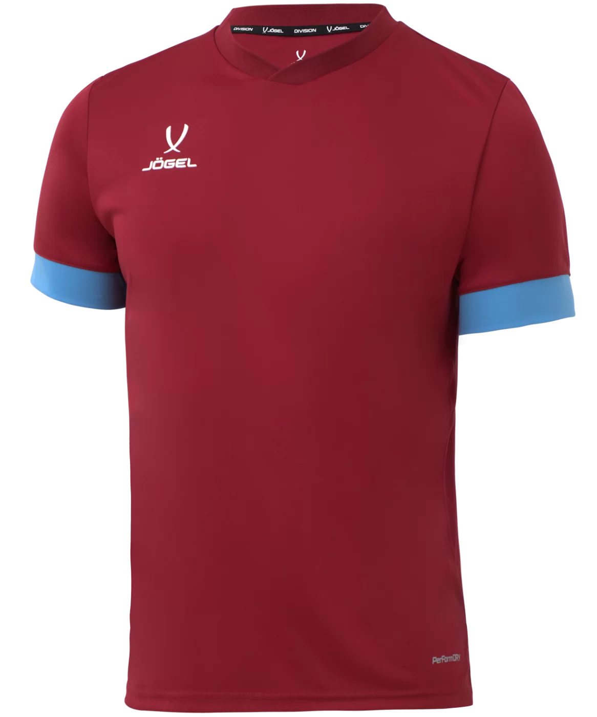 Реальное фото Футболка игровая JÖGEL DIVISION PerFormDRY Union Jersey, гранатовый/голубой/белый от магазина Спортев