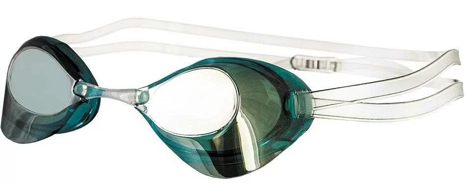 Реальное фото Очки для плавания Atemi R302M стартовые зеркальные силикон голубые от магазина СпортЕВ