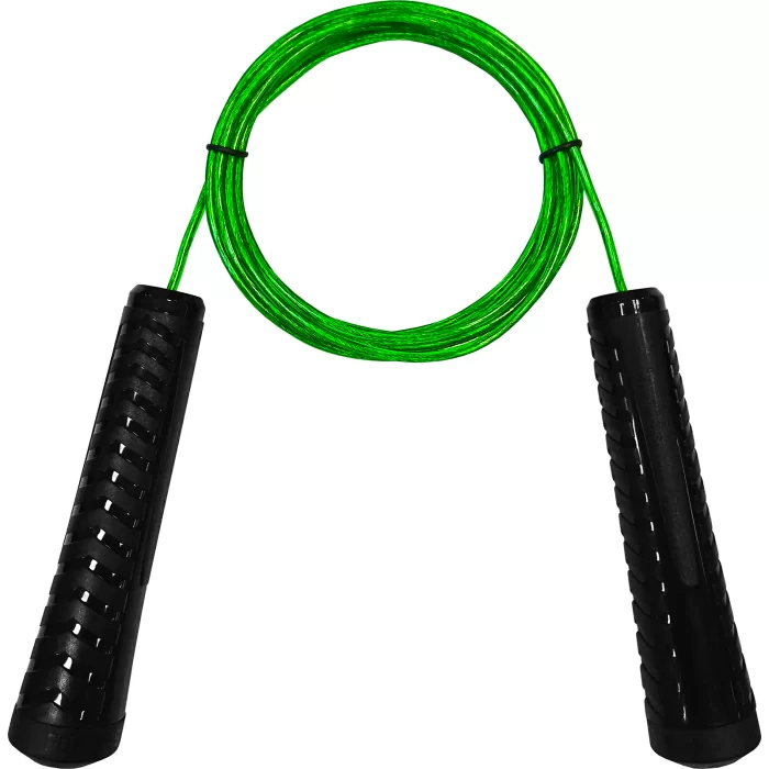 Реальное фото Скакалка 3 м Fortius ручки пластиковые трос ПВХ + сталь зеленая H210401-3LG от магазина СпортЕВ