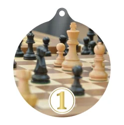 Медаль MZP 450-55 шахматы 1 место с сублимацией (D-55мм, s-2 мм)
