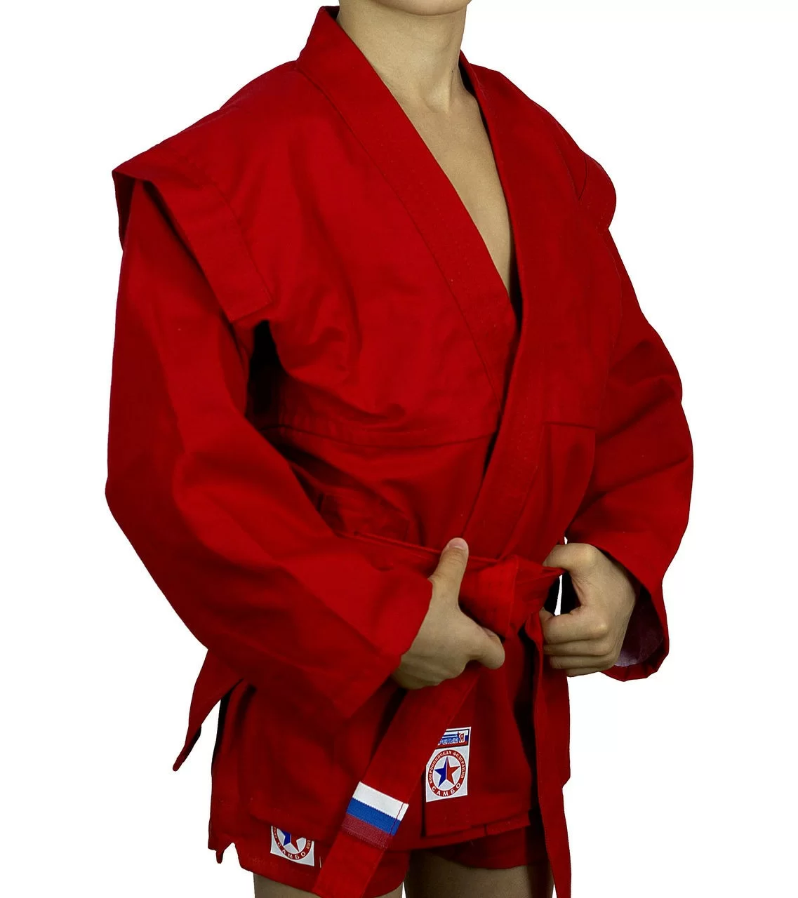 Реальное фото Куртка для самбо Крепыш облегченная красная К.31.КР-44.00 от магазина СпортЕВ