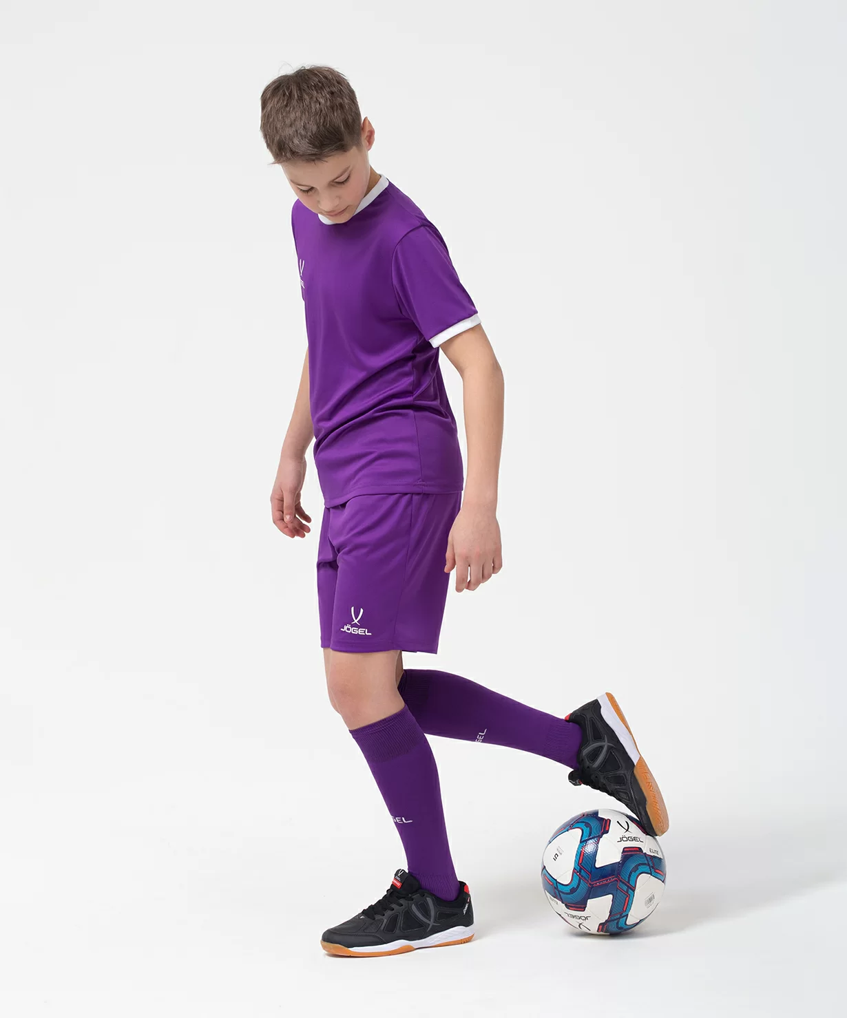 Реальное фото Шорты игровые JÖGEL CAMP Classic Shorts, фиолетовый/белый, детский от магазина Спортев