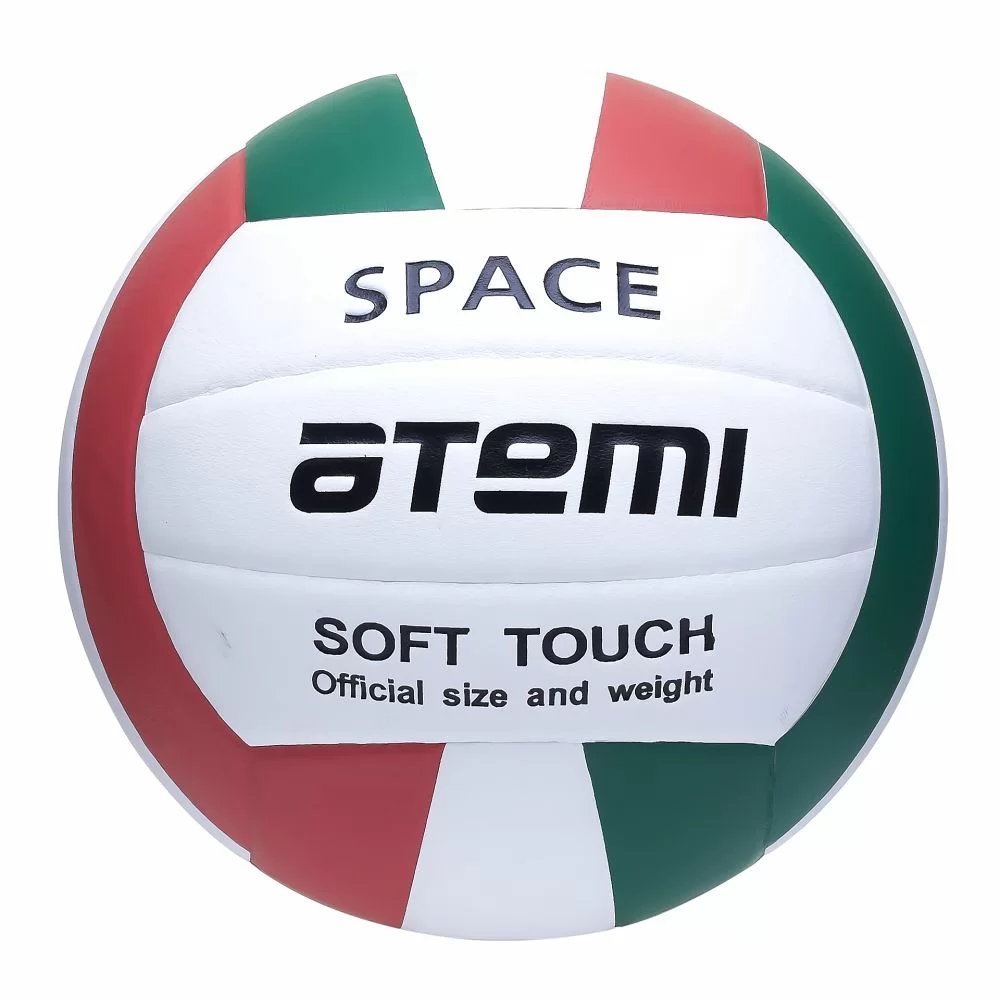 Реальное фото Мяч волейбольный Atemi Space синт кожа, RU Soft зеленый/белый/красный от магазина СпортЕВ