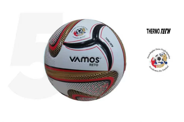 Реальное фото Мяч футбольный Vamos Reto 12П №5 белый/черный/золотистый BV 3260-RET от магазина СпортЕВ
