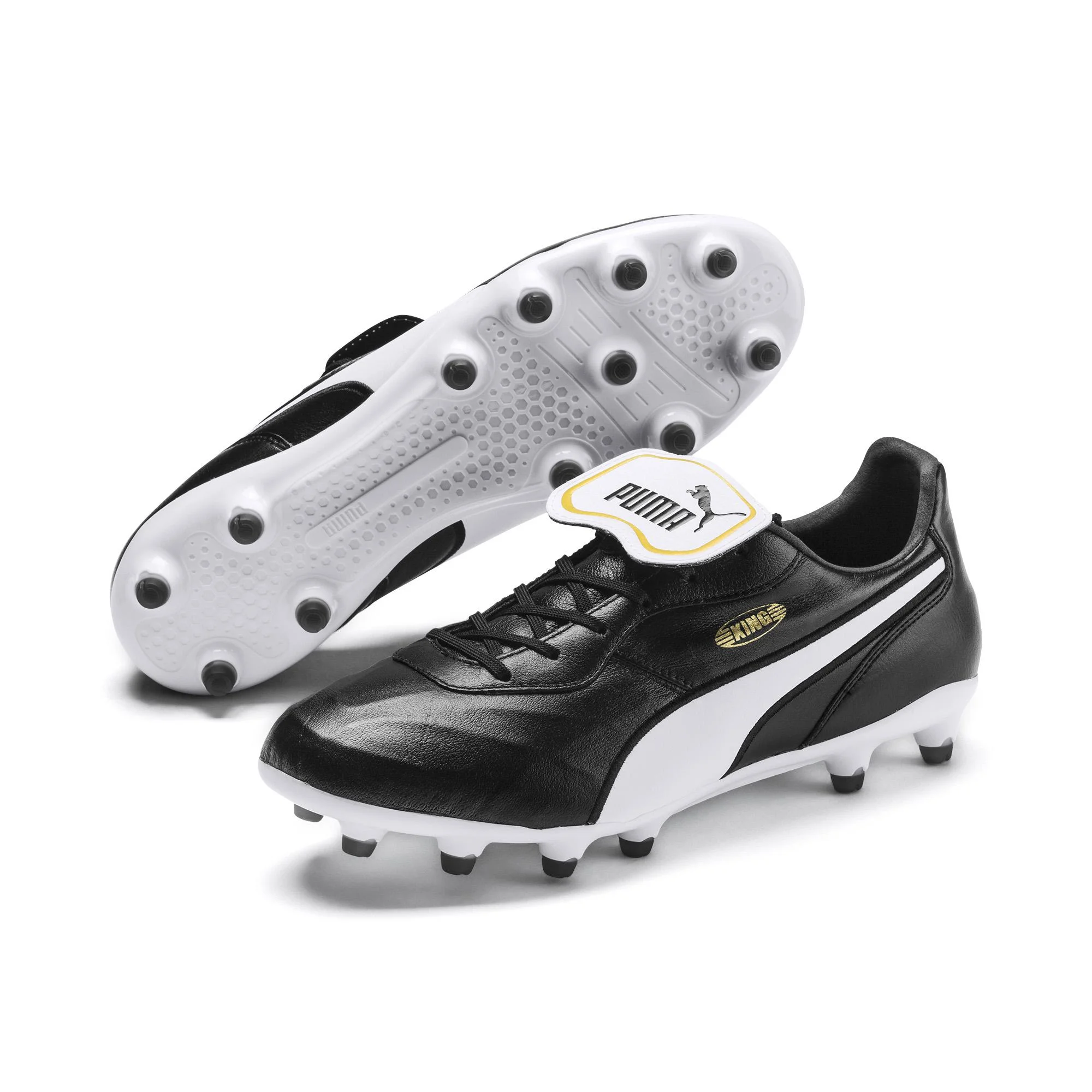 Реальное фото Бутсы Puma King Top FG черный/белый 105607 01 от магазина Спортев