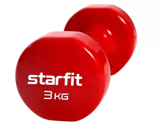 Реальное фото Гантели виниловые 3 кг StarFit Core DB-101 красный (пара) УТ-00020385 от магазина СпортЕВ