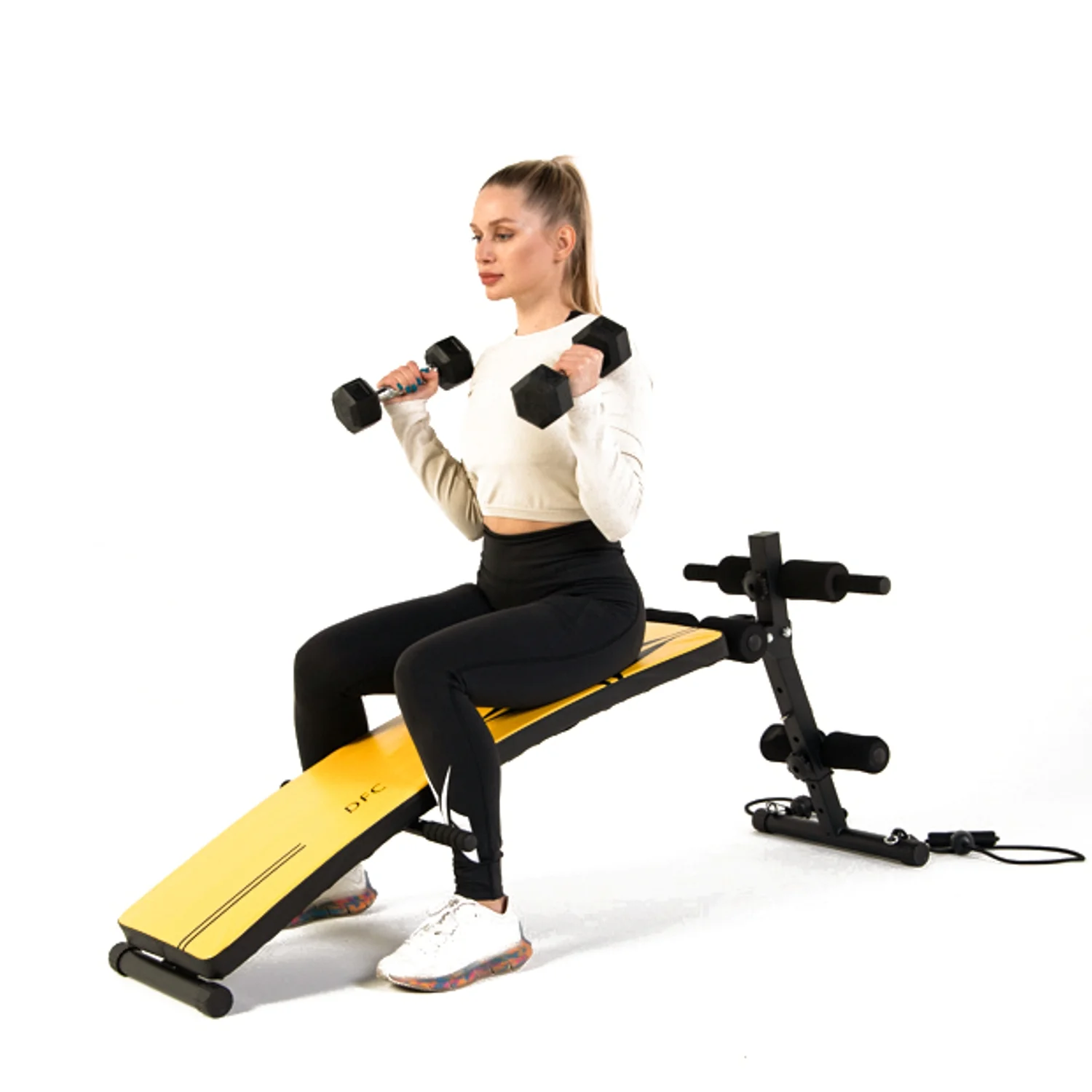 Реальное фото Скамья для пресса DFC гантели, эспандеры D102RY от магазина Спортев