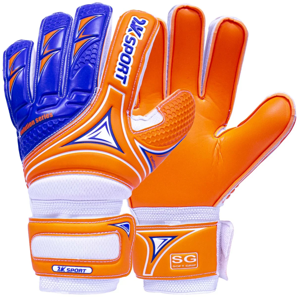 Реальное фото Перчатки вратарские 2K Sport Evolution оранжево-голубой 124915 от магазина СпортЕВ